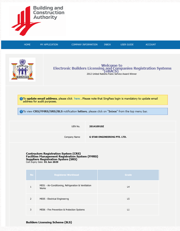BCA Registered Contractor (CRS)