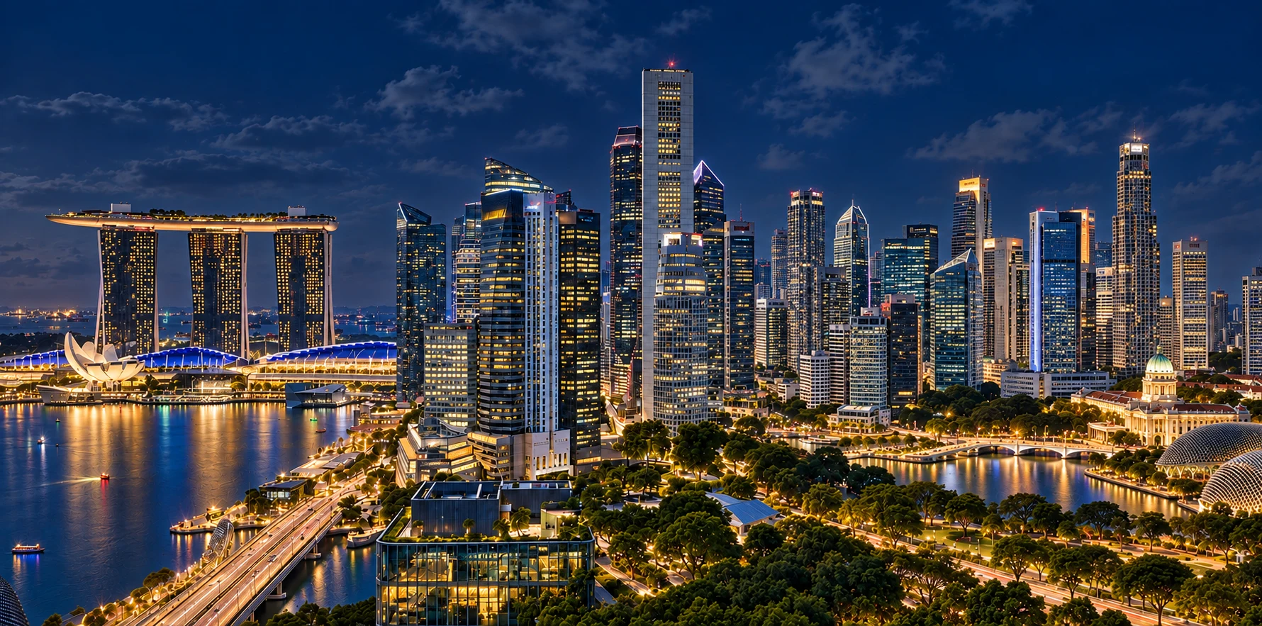 Singapore engineering facility at blue hour